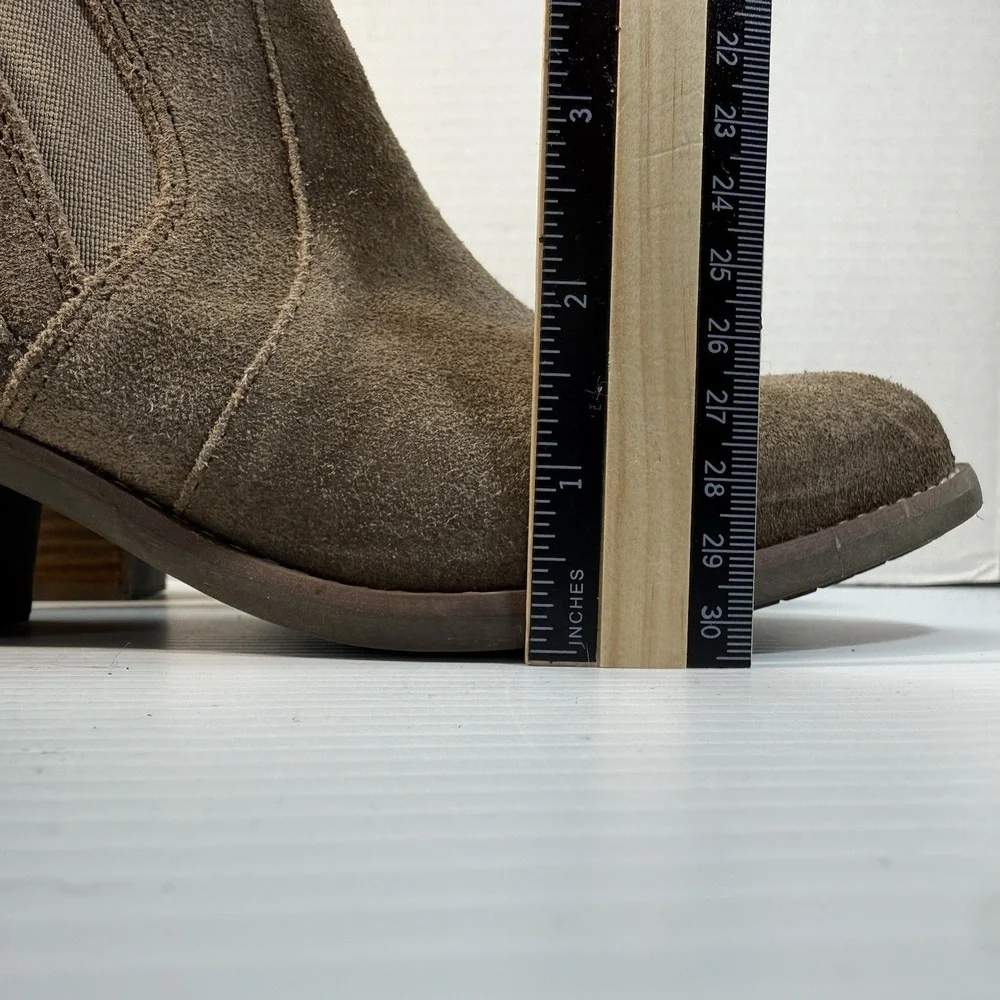 Me Too Zasper Leather Suede Tan Heeled Ankle Boots Booties Women's Sz 8M Cut Out - Picture 14 of 14